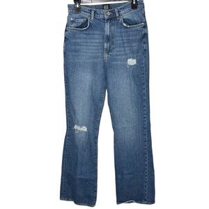 BDG Urban Outfitters Stretch High-Rise Flare Distresses Blue Women Jeans Sz 28